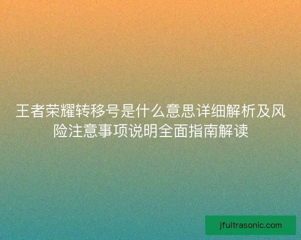 王者荣耀转移号是什么意思详细解析及风险注意事项说明全面指南解读