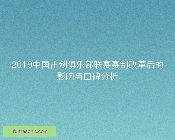 2019中国击剑俱乐部联赛赛制改革后的影响与口碑分析